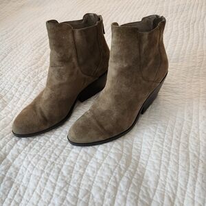 Eileen Fisher Taupe Suede Ankle Booties
